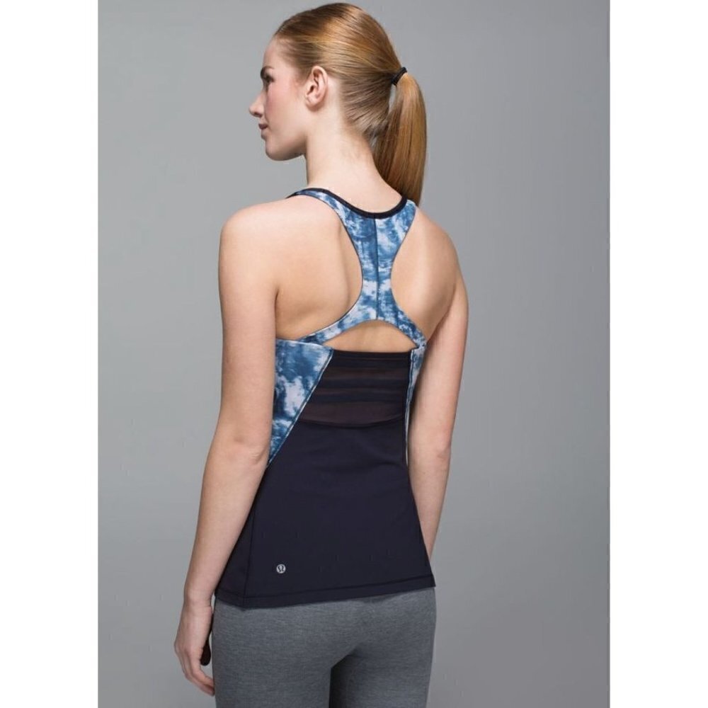 Lululemon Mesh With Me Naval Blue Athletic Tank Top 6